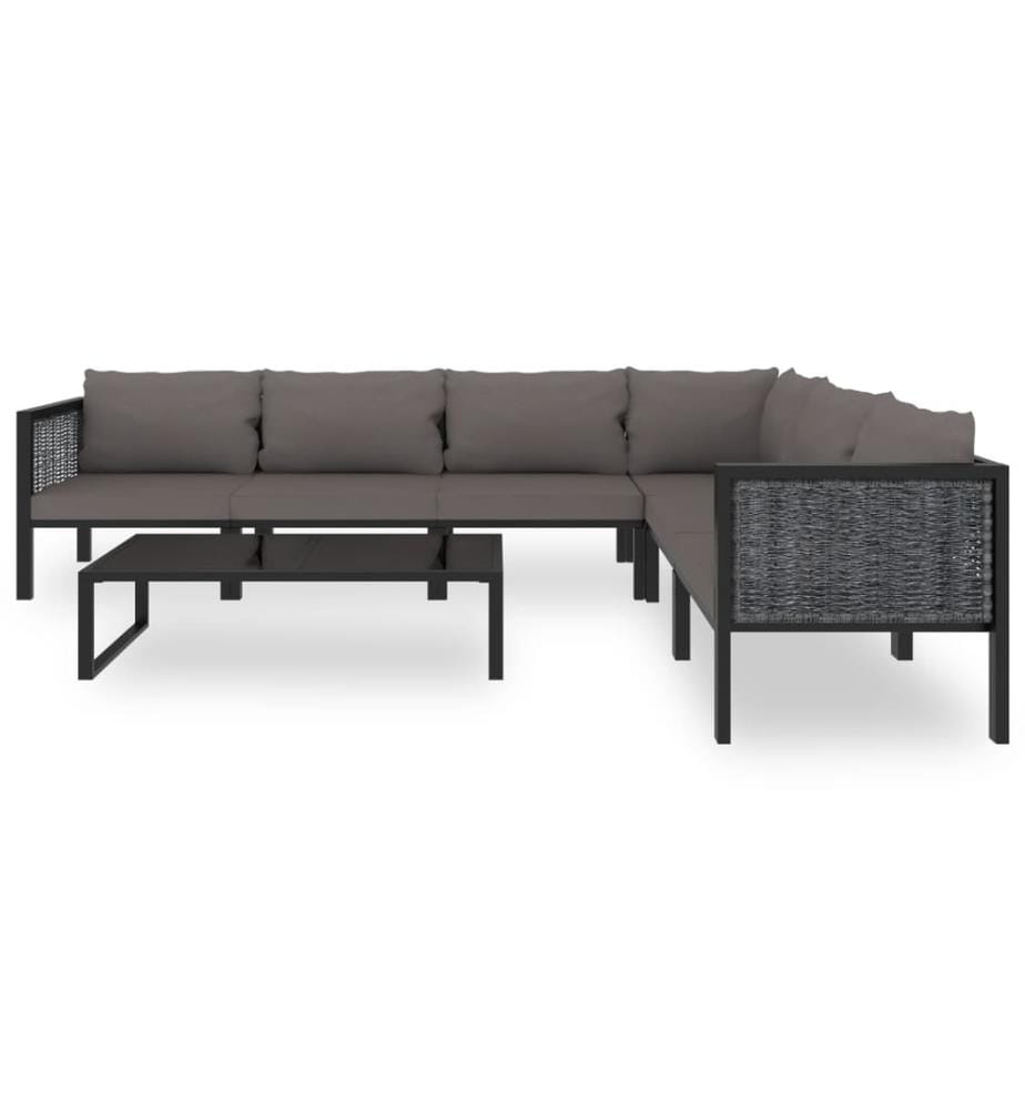 Salon de jardin 7 pcs avec coussins Résine tressée Anthracite