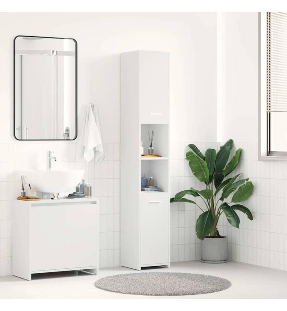 Armoire de salle de bain Blanc 30x30x183,5 cm Bois d'ingénierie