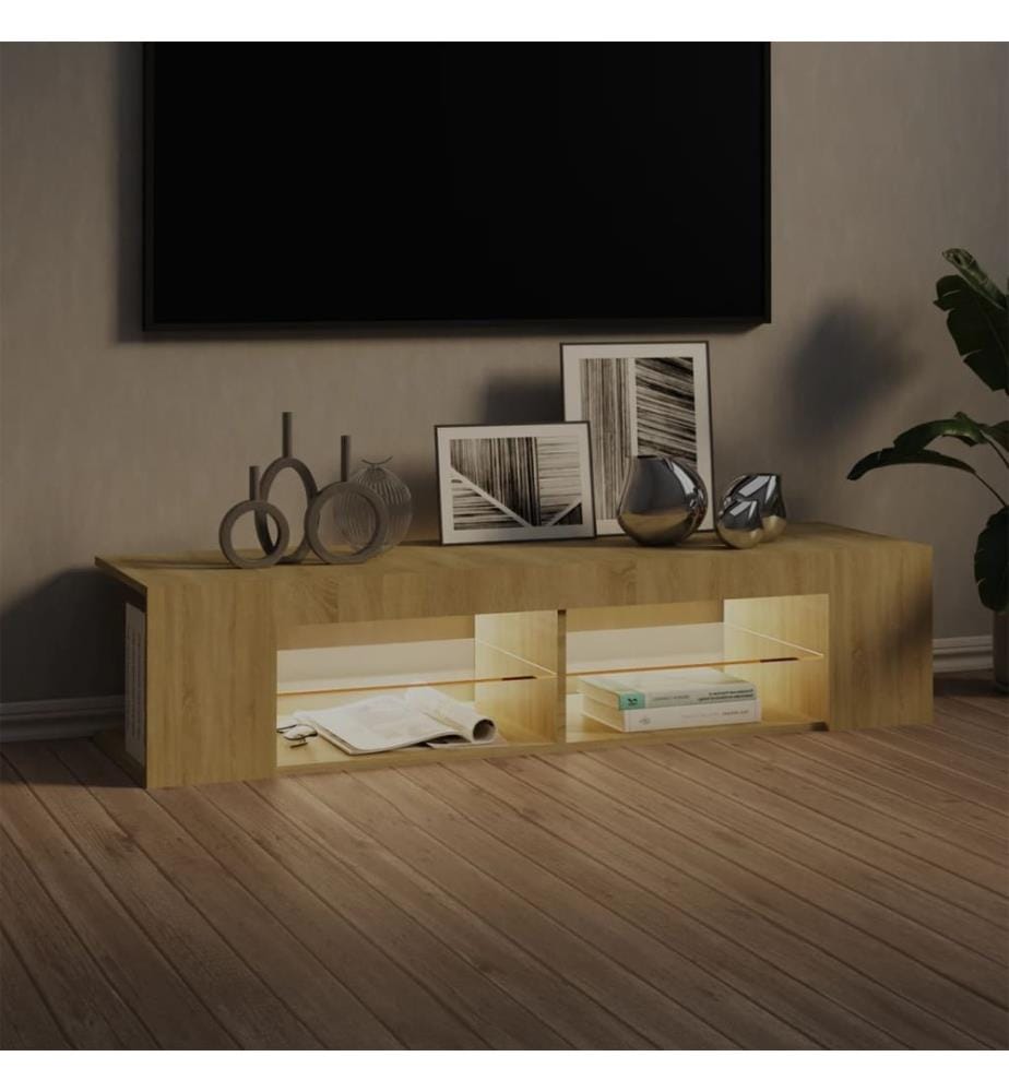 TV-Schrank mit LED-Leuchten Sonoma-Eiche 135x39x30 cm