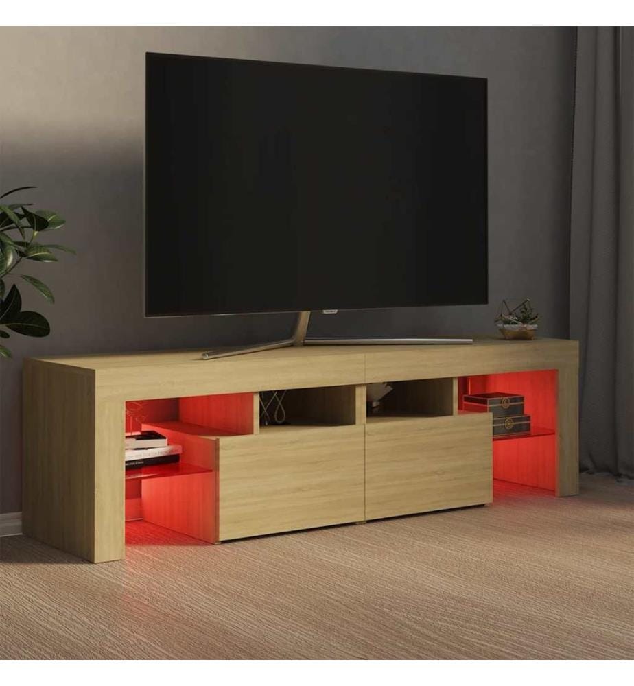 TV-Schrank mit LED-Beleuchtung Sonoma-Eiche 140x36,5x40 cm