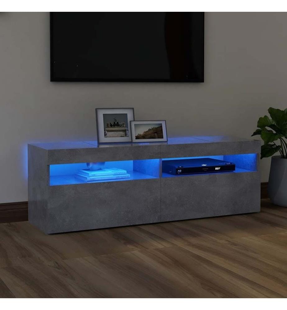 TV-Schrank mit LED-Beleuchtung Betongrau 120x35x40 cm