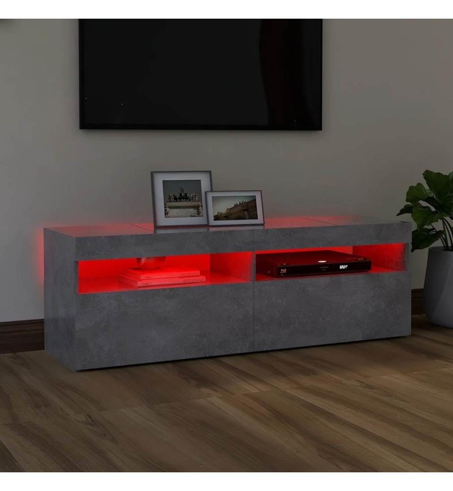 TV-Schrank mit LED-Beleuchtung Betongrau 120x35x40 cm