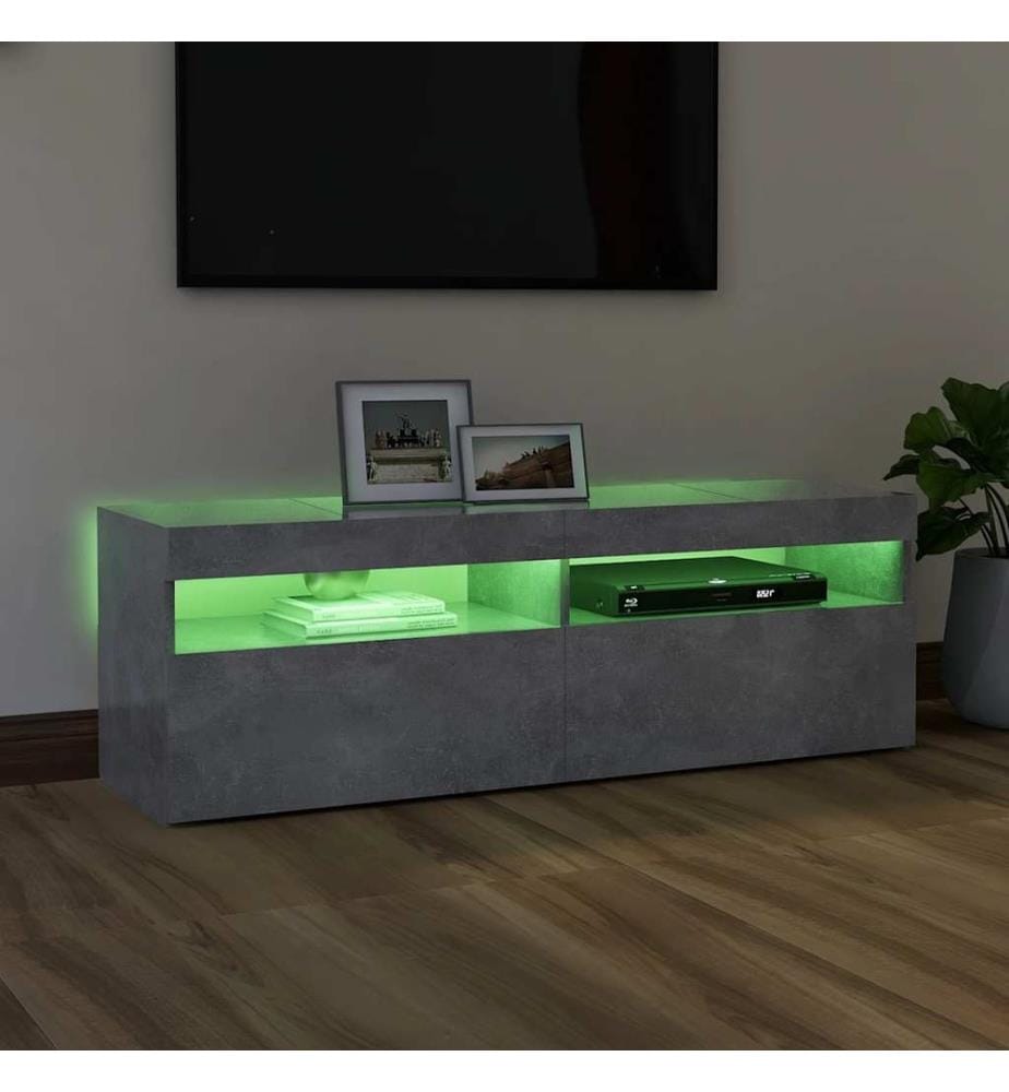 TV-Schrank mit LED-Beleuchtung Betongrau 120x35x40 cm