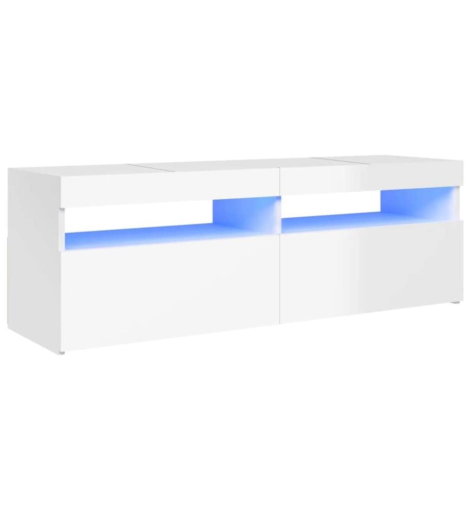 TV-Schrank mit LED-Leuchten Hochglanz-Weiss 120x35x40 cm
