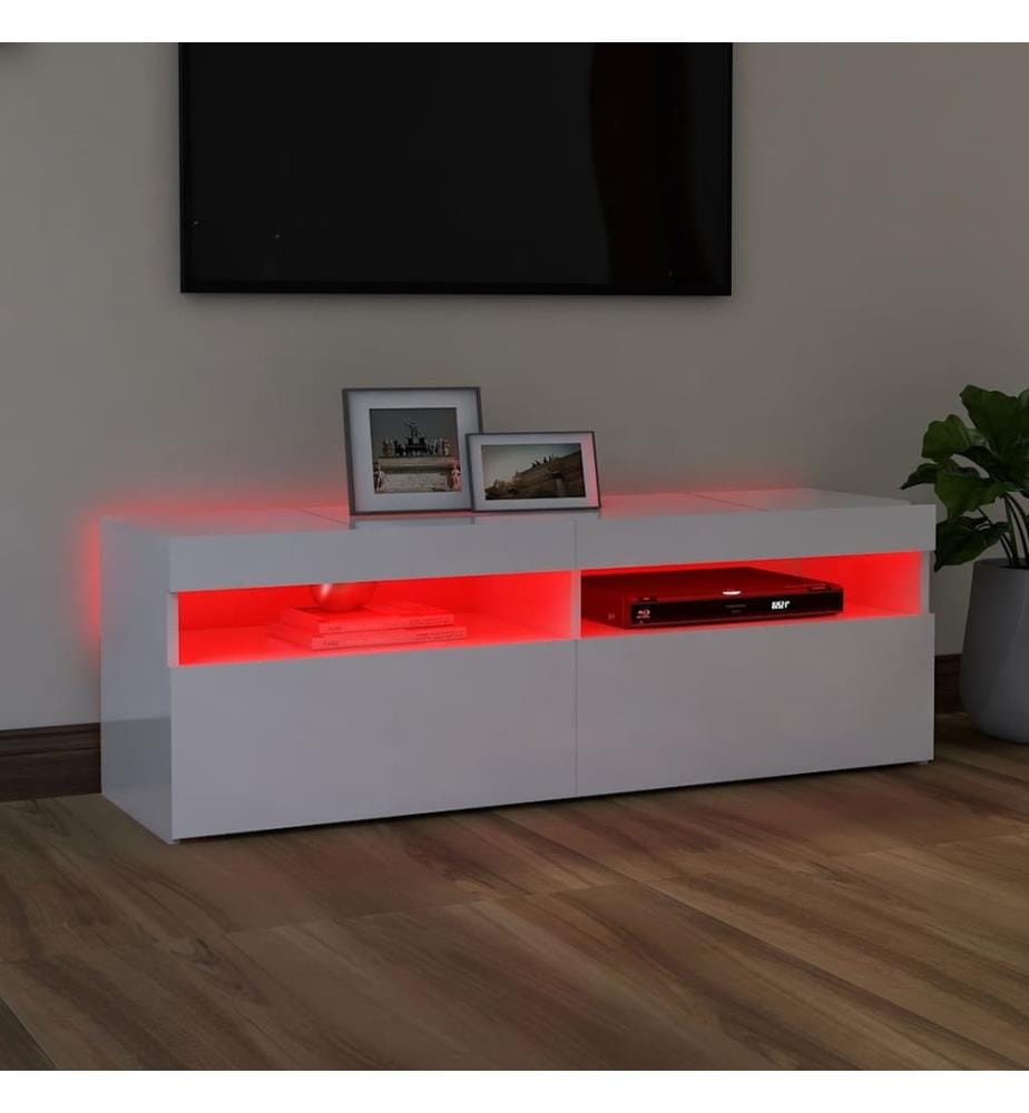 TV-Schrank mit LED-Leuchten Hochglanz-Weiss 120x35x40 cm