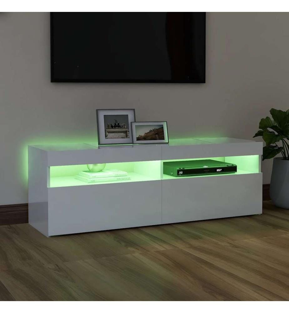 TV-Schrank mit LED-Leuchten Hochglanz-Weiss 120x35x40 cm