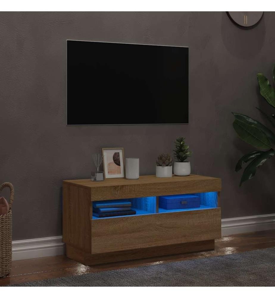 TV-Schrank mit LED-Leuchten Sonoma-Eiche 80x35x40 cm