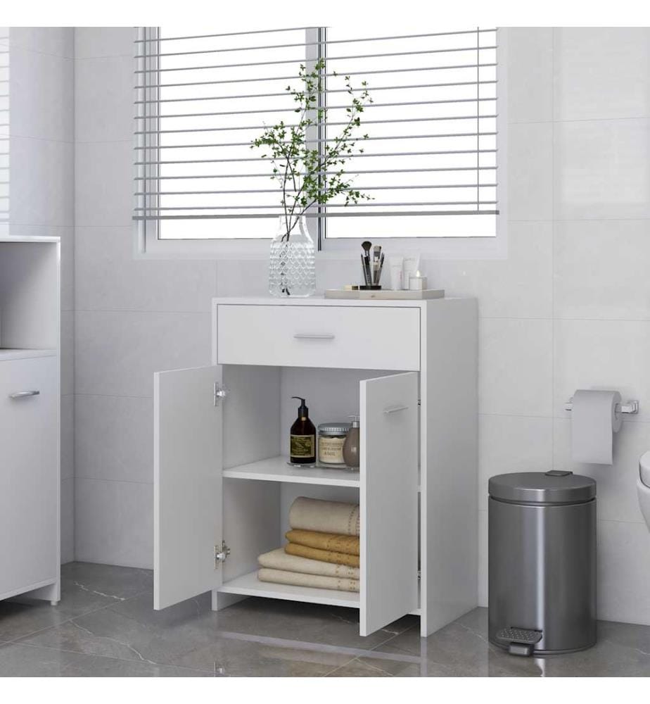 Badezimmerschrank Weiss 60x33x80 cm Holzwerkstoff