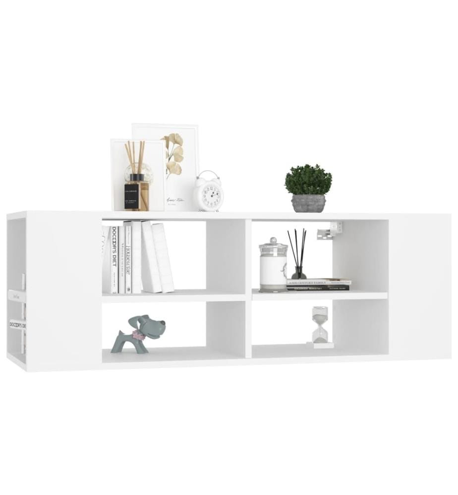 Meuble TV mural Blanc 102x35x35 cm Bois d'ingénierie