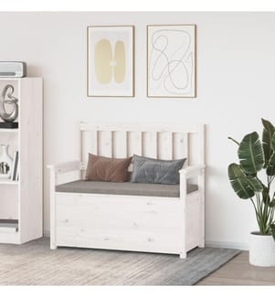 Banc Blanc 112,5x51,5x96,5 cm Bois de pin massif