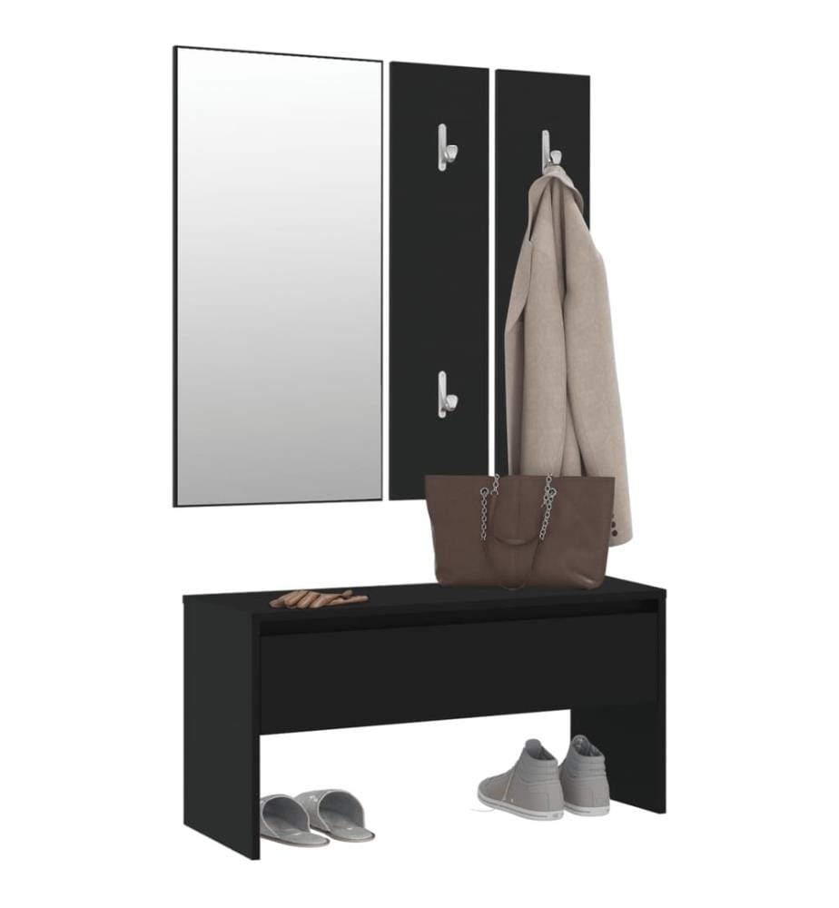 Garderoben-Set Schwarz Holzwerkstoff