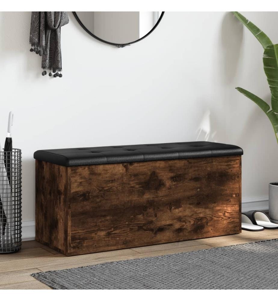 Sitzbank mit Stauraum Räuchereiche 102x42x45 cm Holzwerkstoff