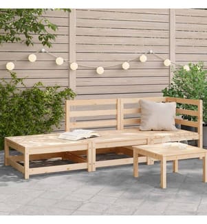 Gartensofa mit Fusshocker 2-Sitzer Massivholz Kiefer
