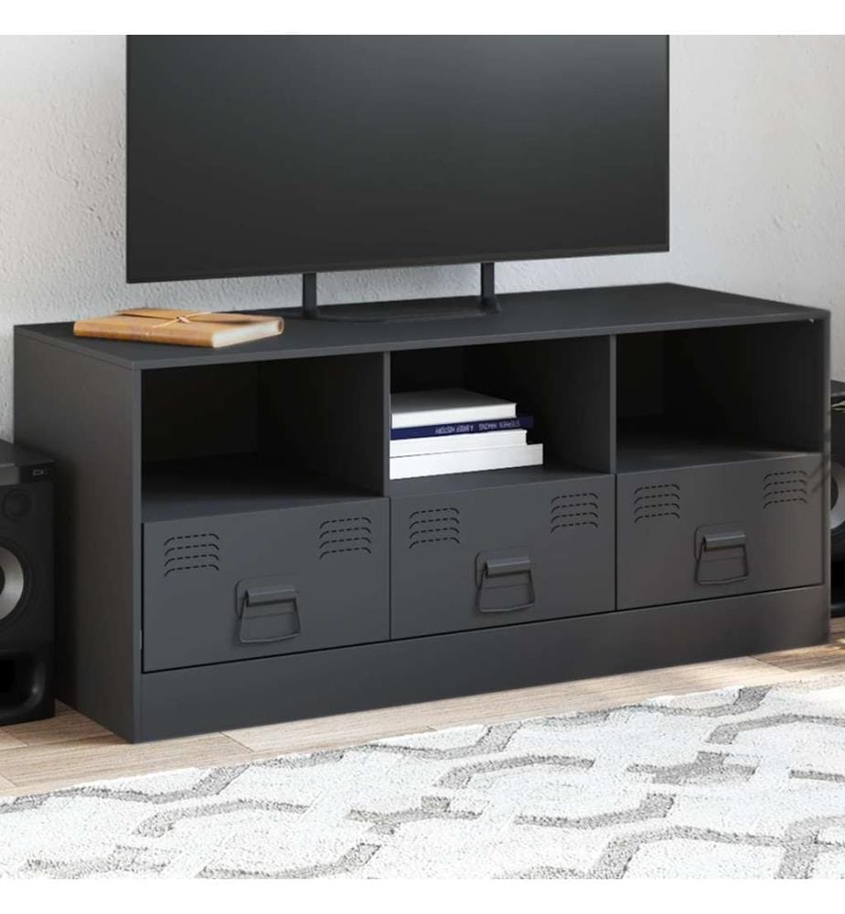 Meuble TV anthracite 99x39x44 cm acier