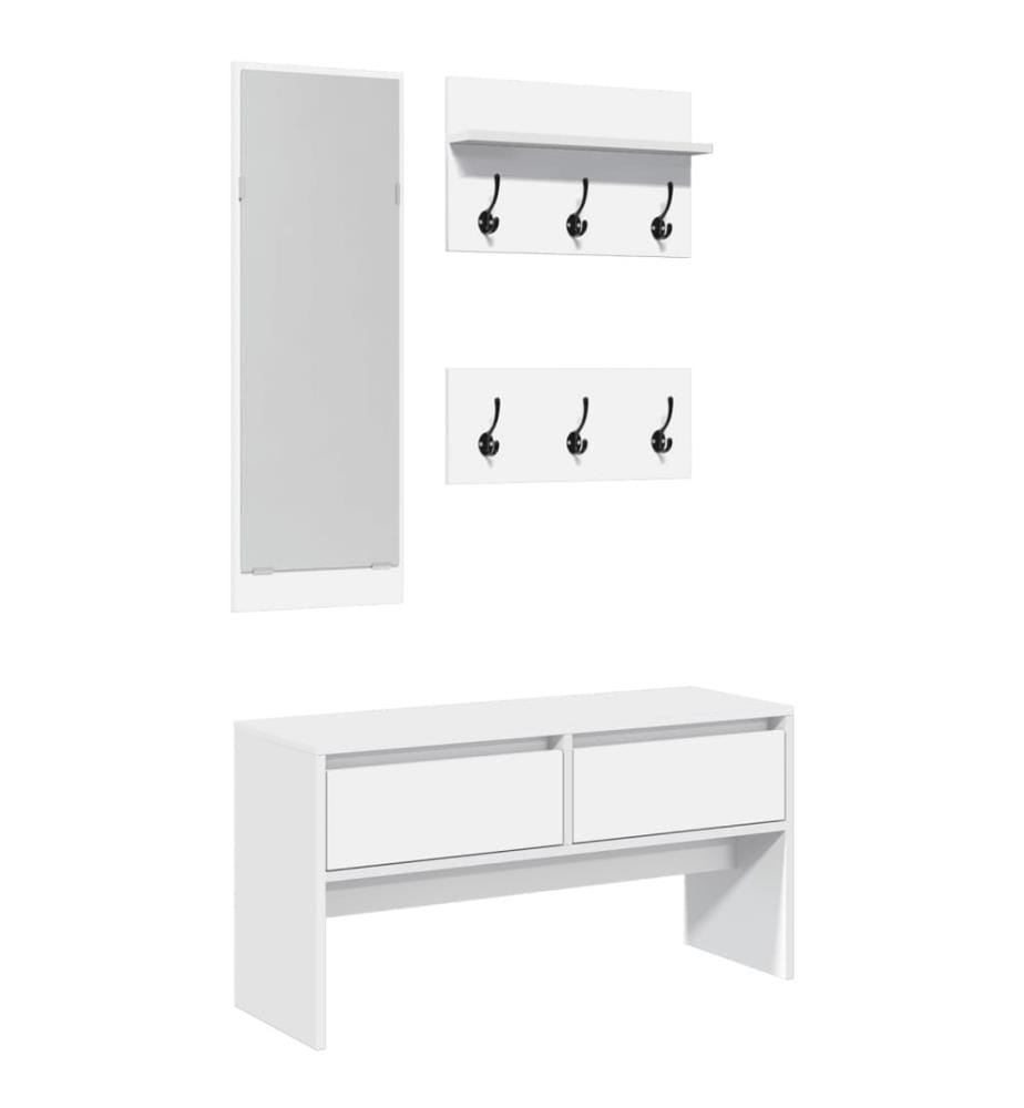 4-tlg. Garderoben-Set Weiss Holzwerkstoff
