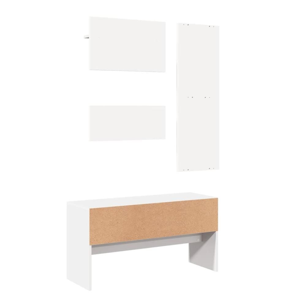 4-tlg. Garderoben-Set Weiss Holzwerkstoff