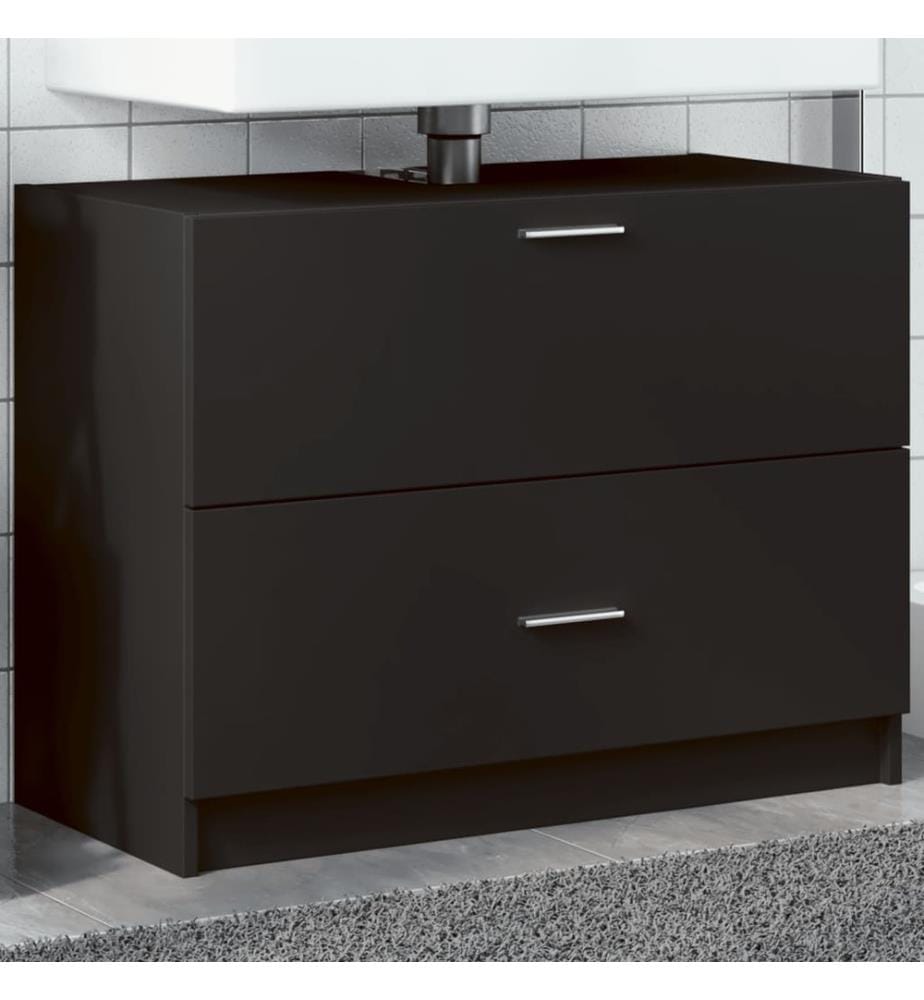 Waschbeckenunterschrank Schwarz 78x37x59 cm Holzwerkstoff