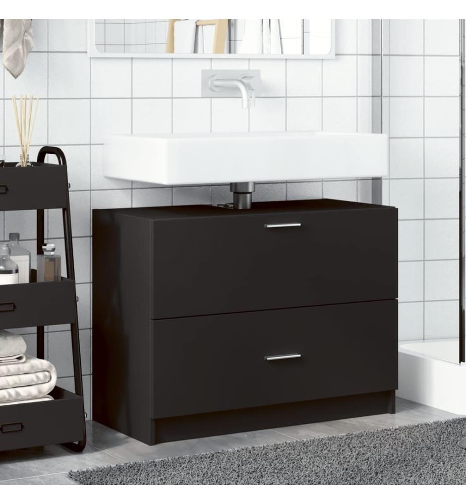 Waschbeckenunterschrank Schwarz 78x37x59 cm Holzwerkstoff