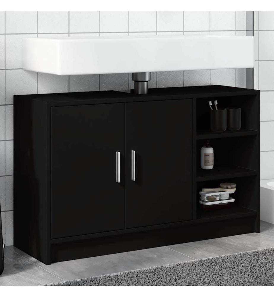 Waschbeckenunterschrank Schwarz 90x29x55 cm Holzwerkstoff