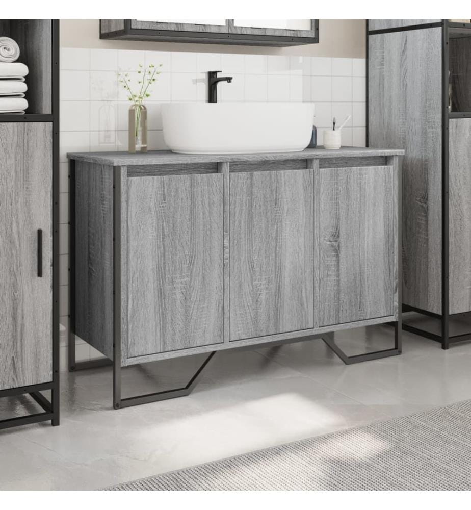 Waschbeckenunterschrank Grau Sonoma 91x35x60 cm Holzwerkstoff