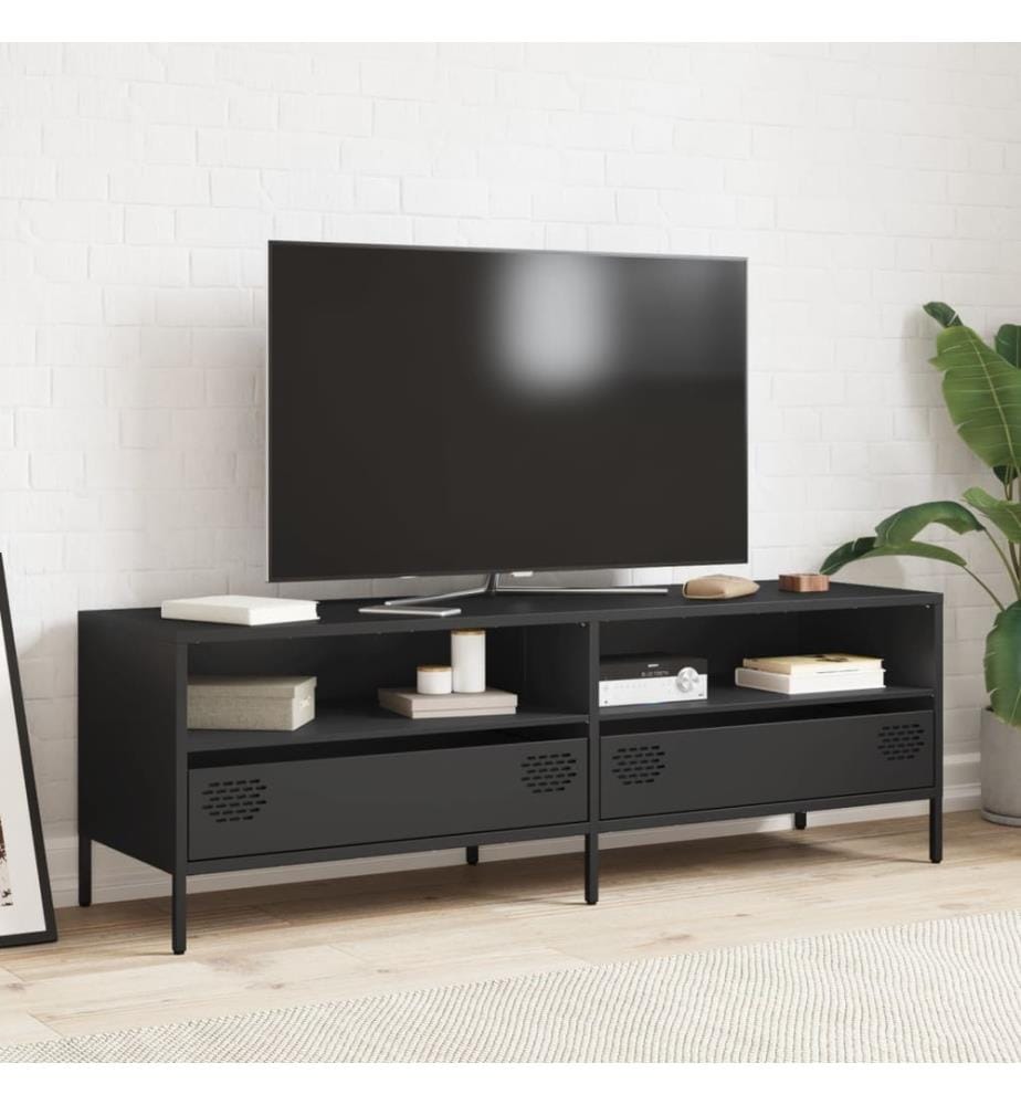 Meuble TV noir 135x39x43,5 cm acier laminé à froid