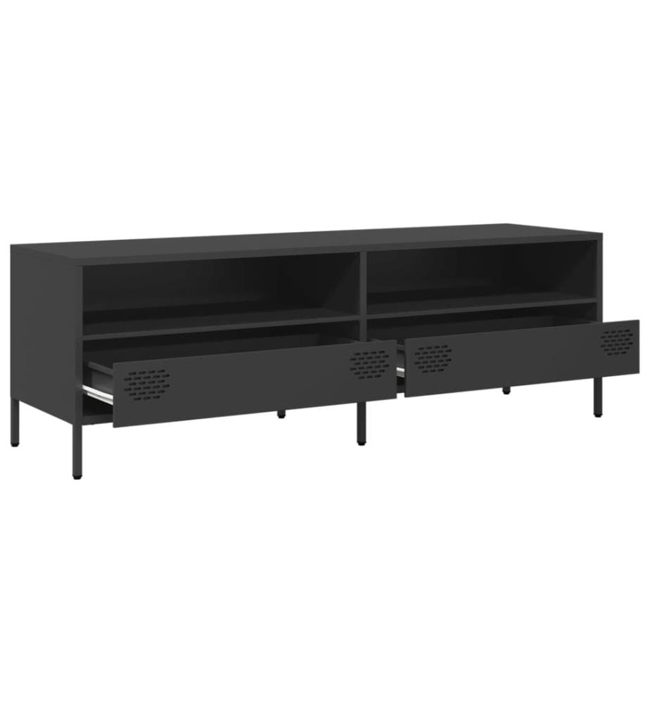Meuble TV noir 135x39x43,5 cm acier laminé à froid