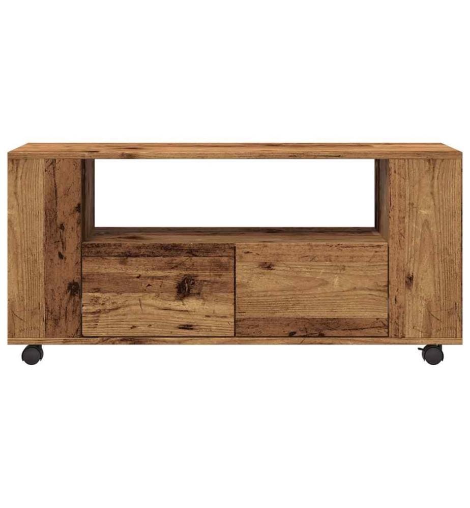 Meuble TV avec roulettes vieux bois bois d'ingénierie