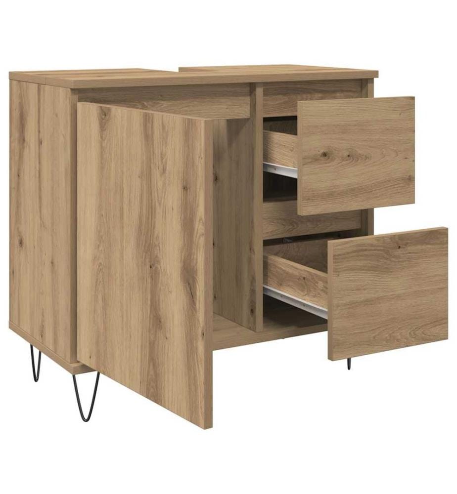 Waschbeckenunterschrank Artisan-Eiche 65x33x60 cm Holzwerkstoff