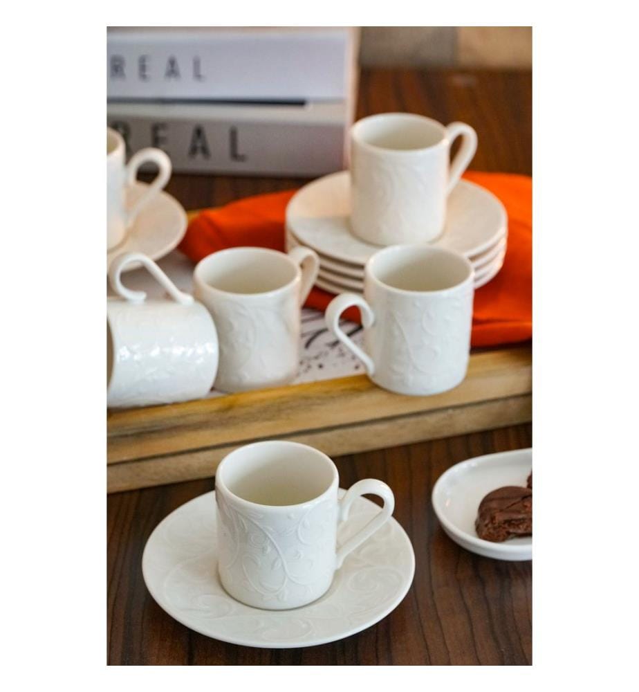 Service de tasses à café (12 pièces) - Blanc