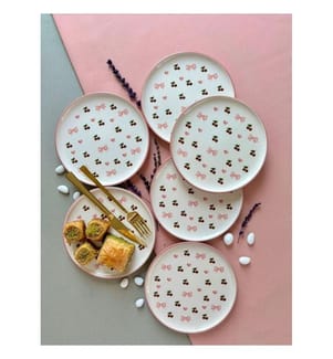 Dessertteller-Set (6-teilig) – Rosa, Weiss, Rot