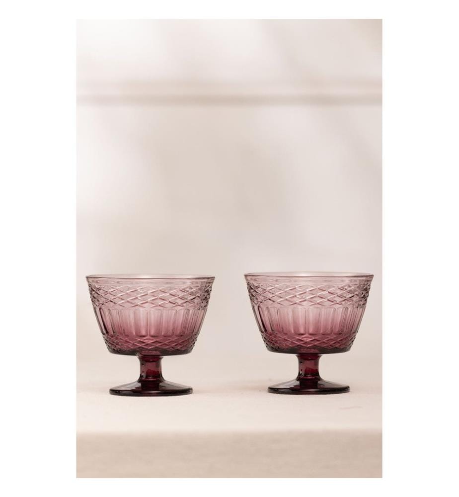 Eisbecher-Set aus Glas (2-teilig) – Burgunderrot