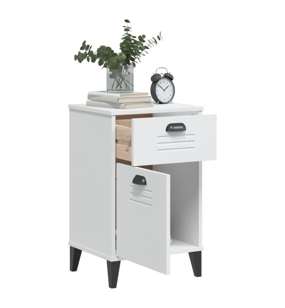 Table de chevet VIKEN blanc bois de pin solide