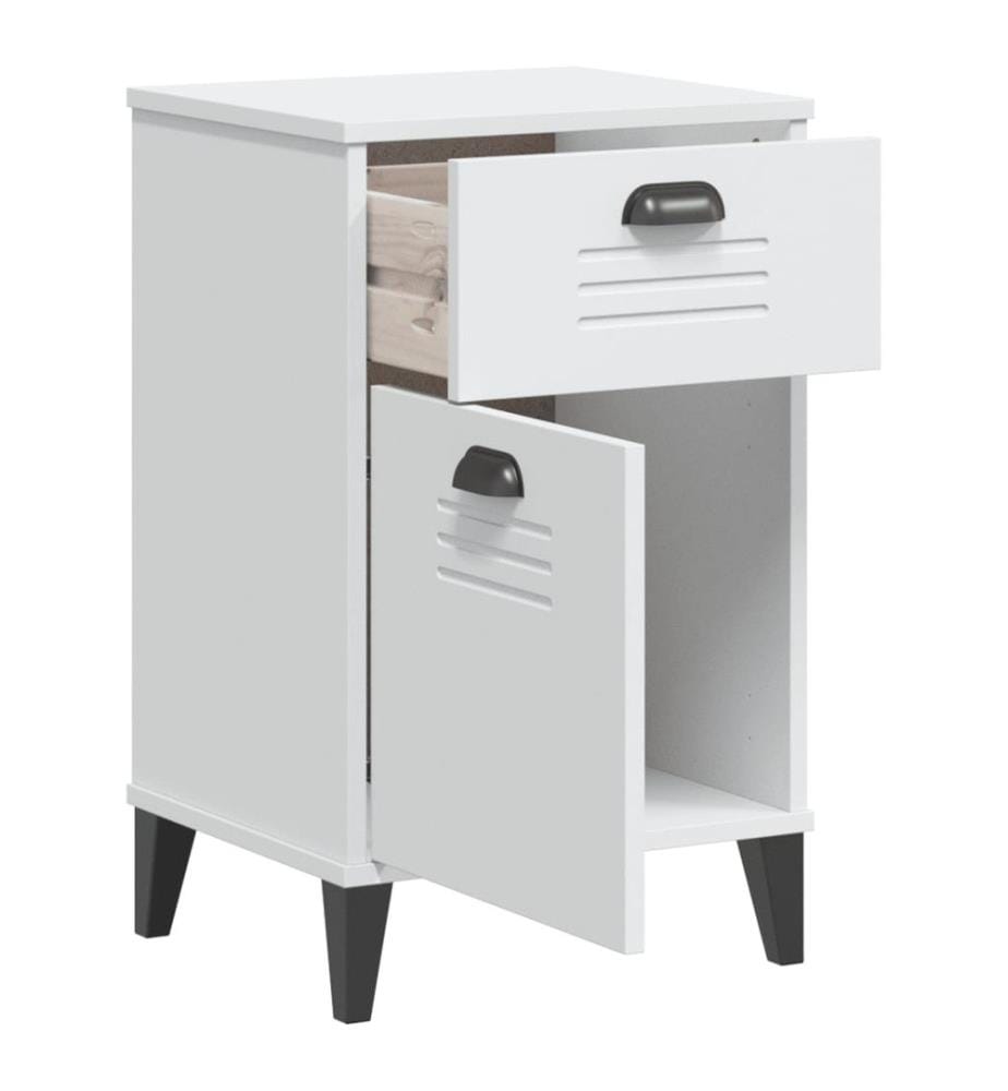Table de chevet VIKEN blanc bois de pin solide