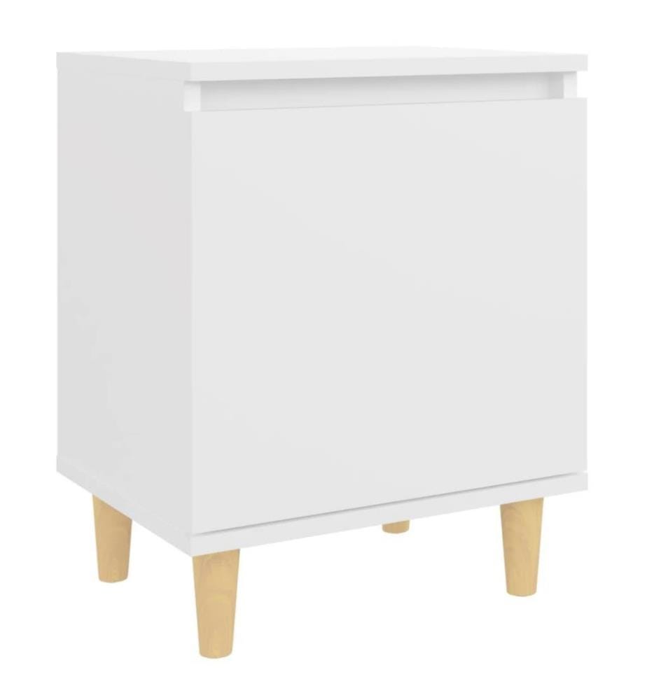 Nachttisch mit Massivholz-Beinen Weiss 40x30x50 cm