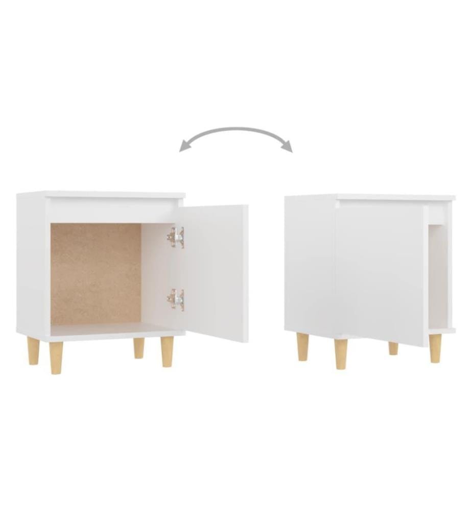 Nachttisch mit Massivholz-Beinen Weiss 40x30x50 cm