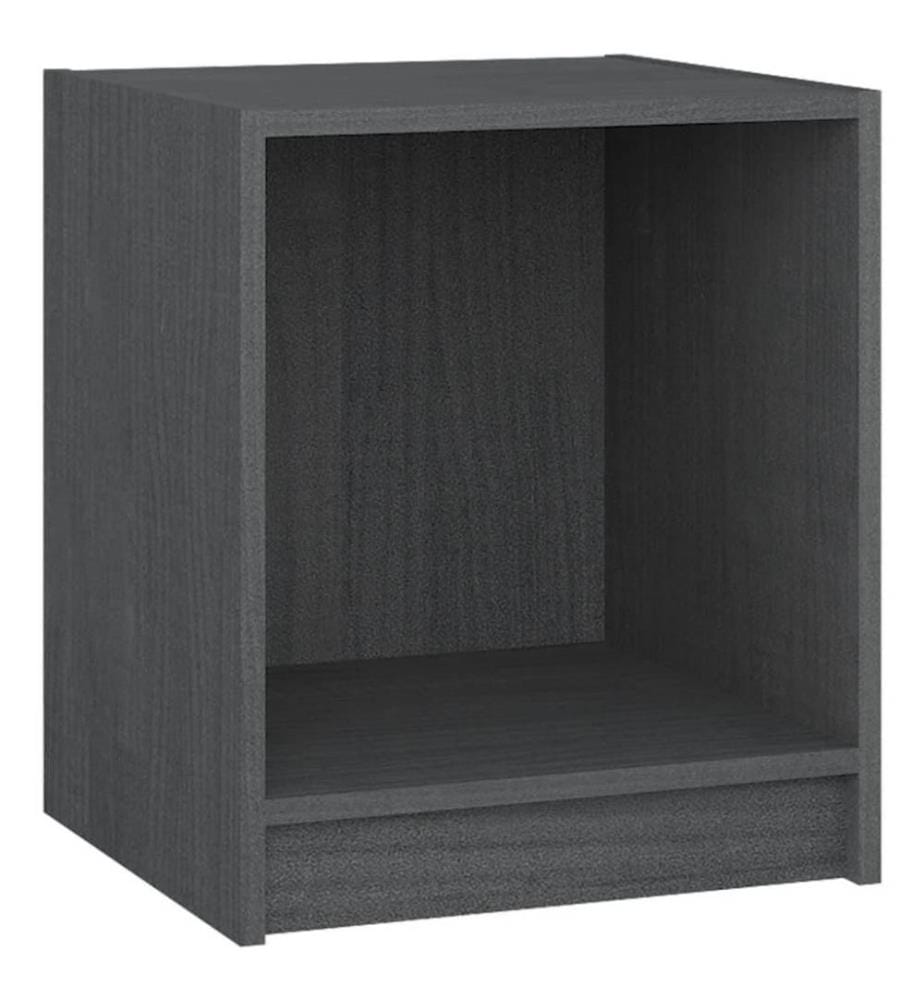Nachttische 2 Stk. Grau 35,5x33,5x41,5 cm Massivholz Kiefer