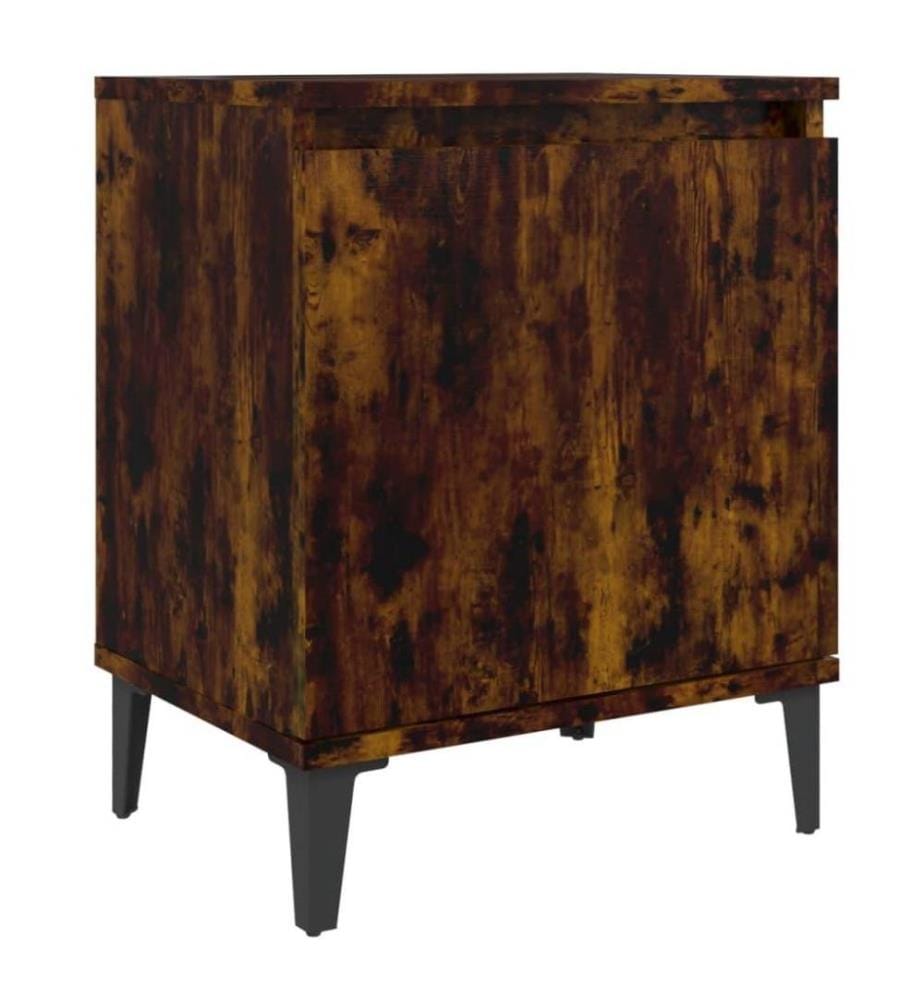 Tables de chevet avec pieds en métal 2pcs Chêne fumé 40x30x50cm