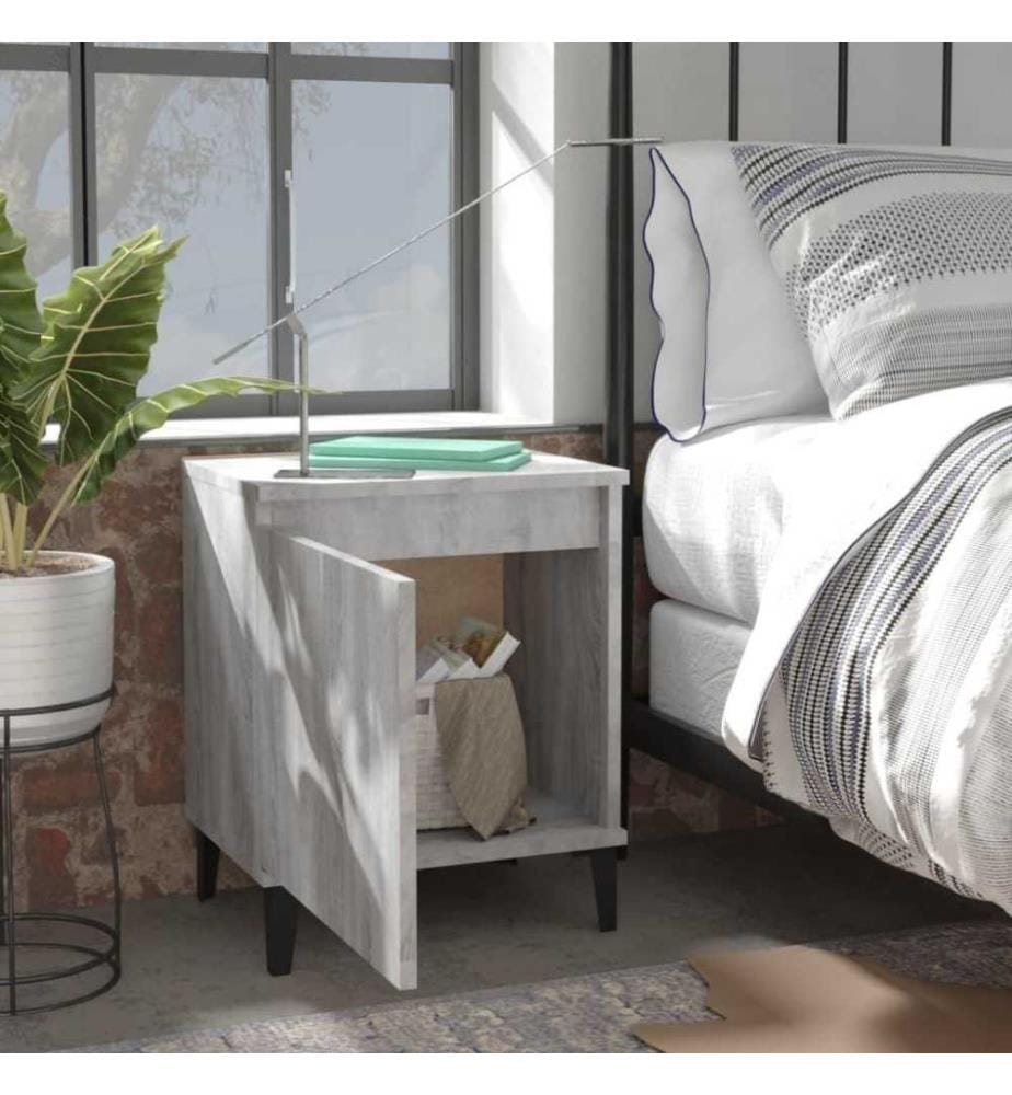 Tables de chevet pieds en métal 2 pcs Sonoma gris 40x30x50 cm