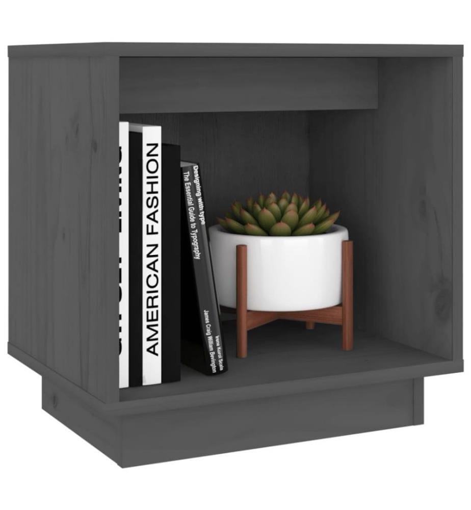 Nachttisch Grau 40x30x40 cm Massivholz Kiefer