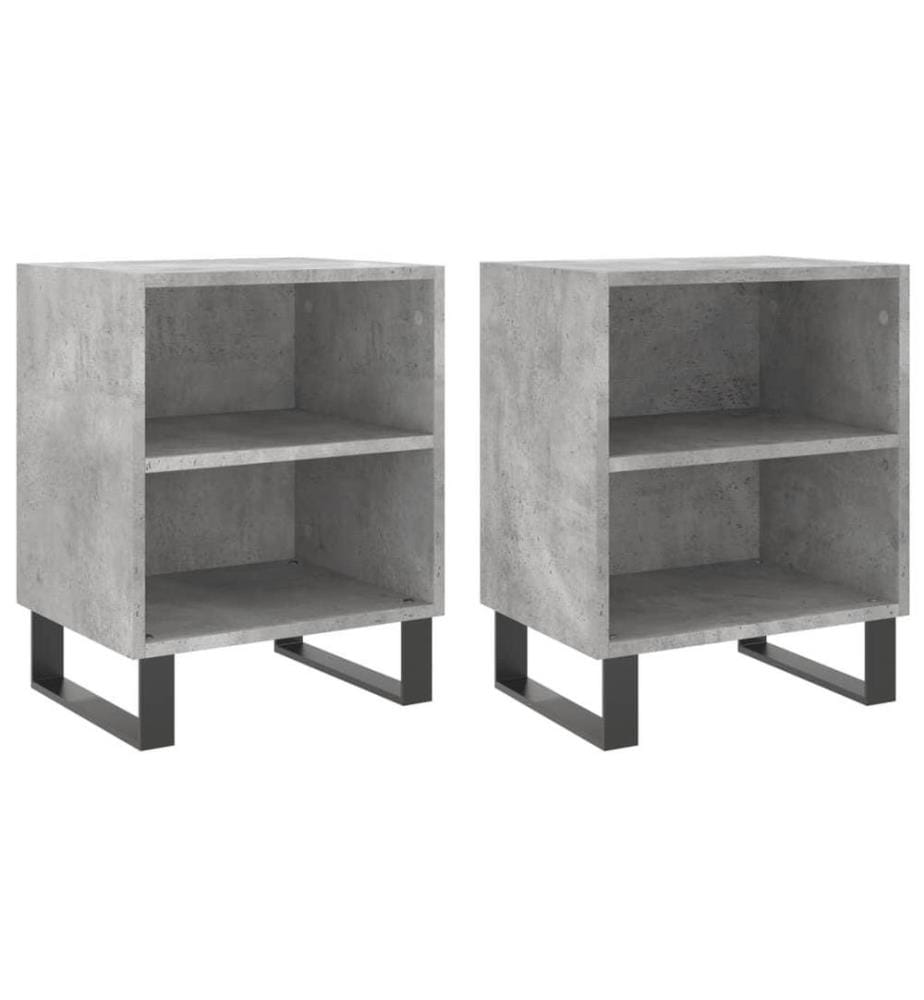 Nachttische 2 Stk. Betongrau 40x30x50 cm Holzwerkstoff