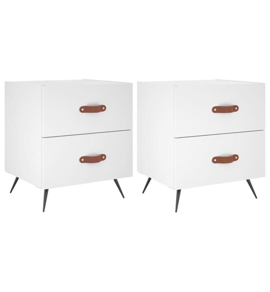 Nachttische 2 Stk. Weiss 40x35x47,5 cm Holzwerkstoff