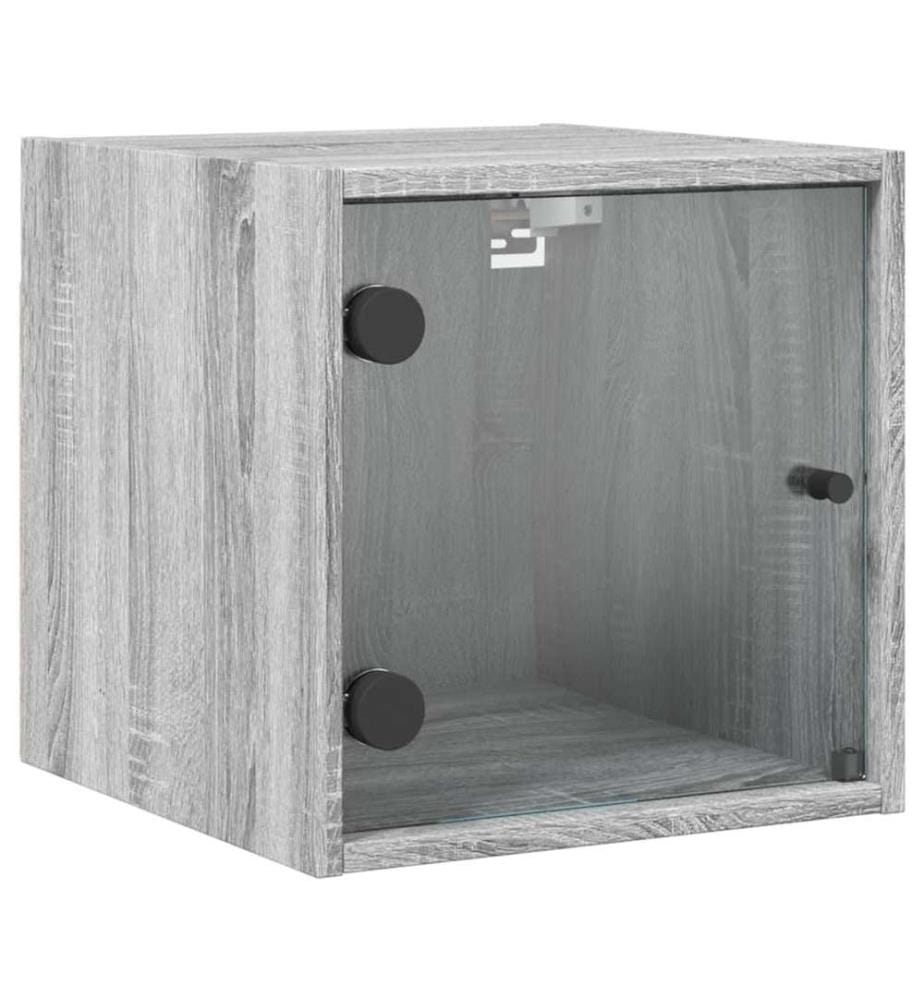 Table de chevet avec porte en verre sonoma gris 35x37x35 cm