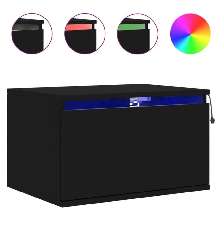 Wand-Nachttische mit LED-Leuchten 2 Stk. Schwarz