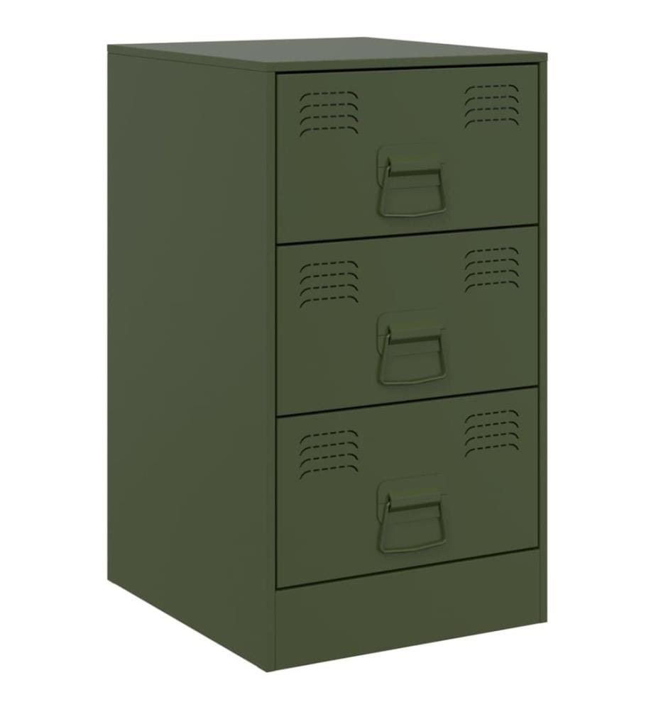 Tables de chevet 2 pcs noir vert olive 34,5x39x62 cm acier