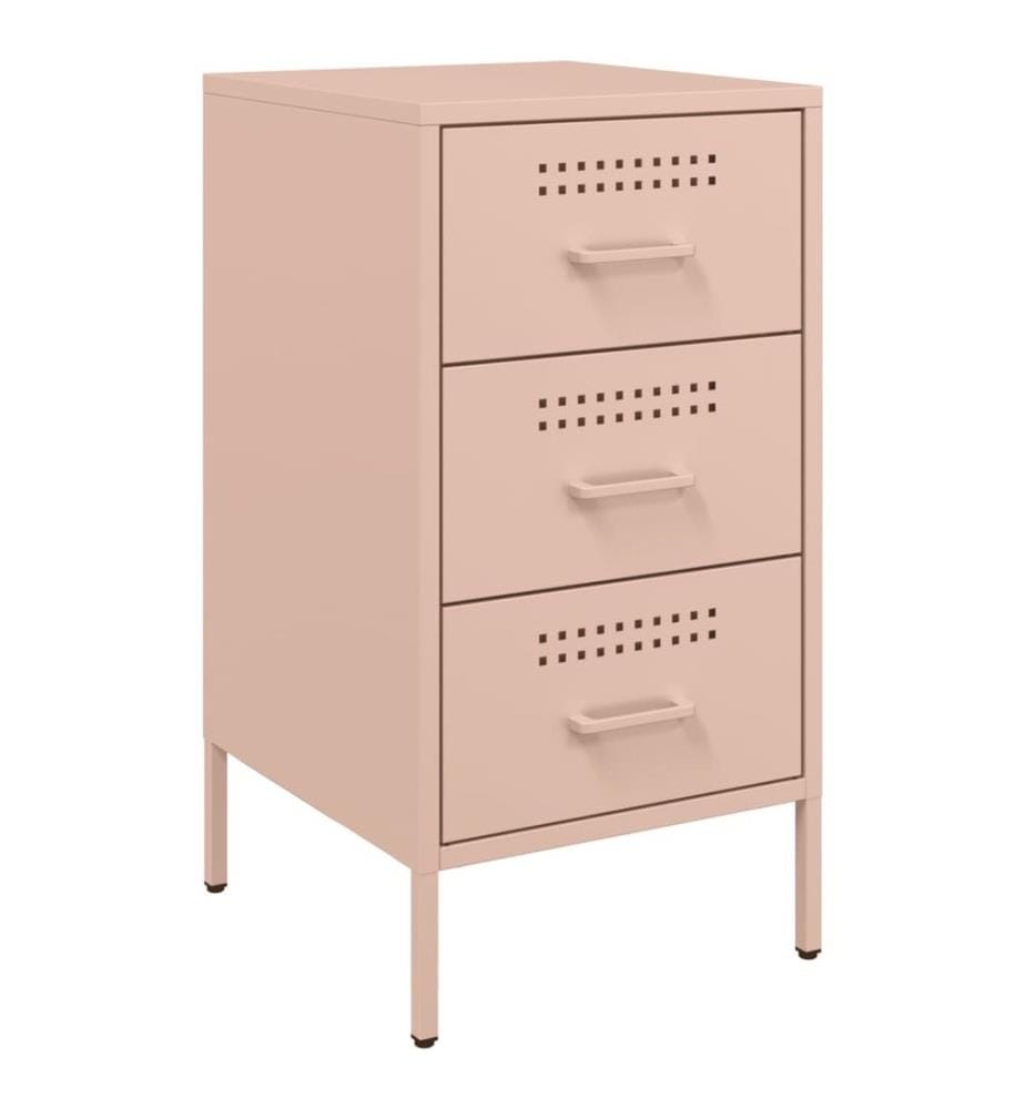Table de chevet rose 36x39x68 cm acier laminé à froid