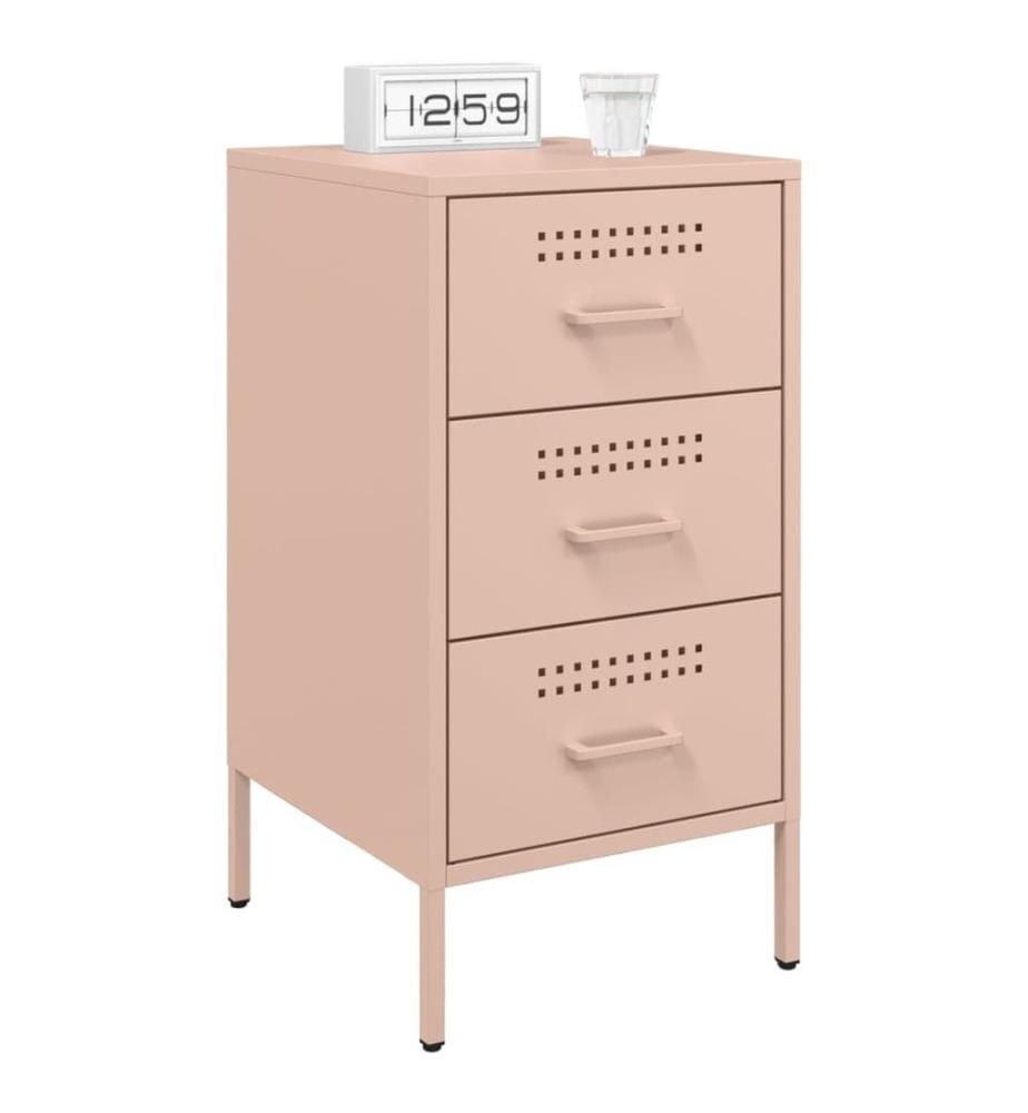 Table de chevet rose 36x39x68 cm acier laminé à froid
