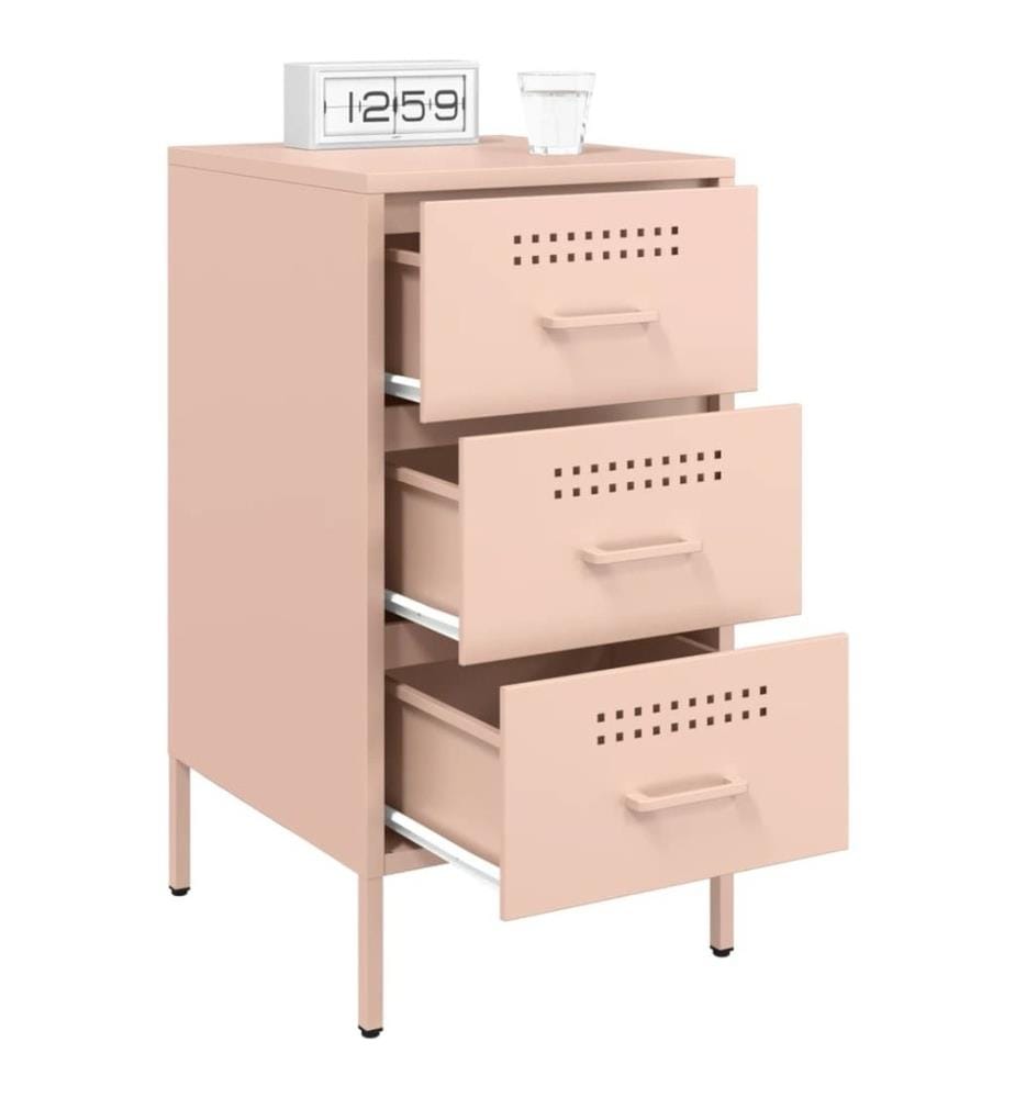 Table de chevet rose 36x39x68 cm acier laminé à froid