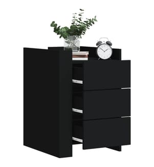 Table de chevet noir 45x50x65 cm bois d'ingénierie
