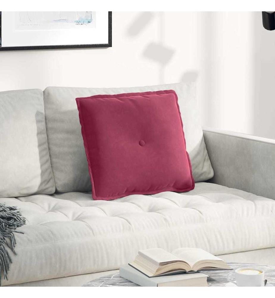 Coussin de Dos Bordeaux 50 x 45 cm Tissu en velours côtelé