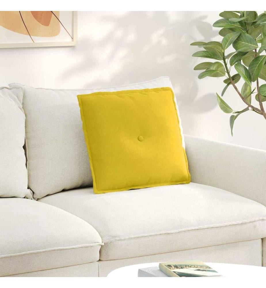 Coussin de Dos Jaune 50 x 45 cm Tissu en velours côtelé